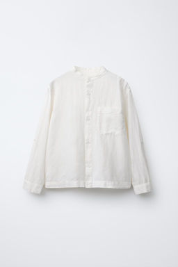 LINEN SHIRT WITH STAND COLLAR - Zara фото 2