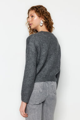 Ekru Genis Kal?p Yumusak Dokulu Basic Triko Kazak TWOAW23KZ00185 - Trendyolmilla фото 29