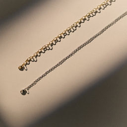 Цепочка с двумя карабинами, набор 5 шт. L=70 см, 5×3 мм, СМ-1935, цвет серебро