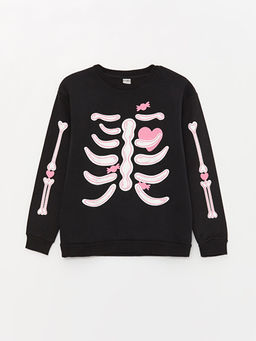 Bisiklet Yaka Bask?l? Uzun Kollu K?z ?ocuk Sweatshirt ve E?ofman Alt? - Waikiki фото 2