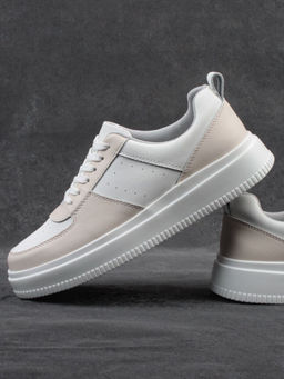 03-YJ425-1 WHITE/BEIGE Полуботинки спортивные женские (натуральная кожа)