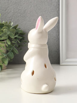 Фигурка светящаяся Зайка с бантом, керамика, белый, 7.5?8?15.5 см