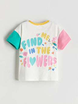 Bisiklet Yaka ?i?ekli K?z ?ocuk Ti??rt