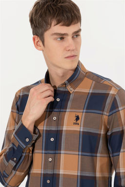 U. S. Polo Assn Мужская рубашка светло-коричневого цвета в клетку - U.s. polo assn фото 8