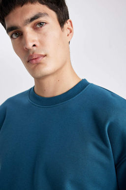 Базовый свитшот Oversize с круглым вырезом - Defacto фото 4