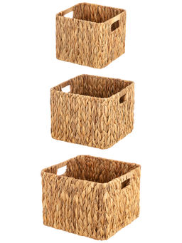 Набор 3 плетеных корзин 25*25*21см, 29*29*23 см, 33*33*25 см, водный гиацинт