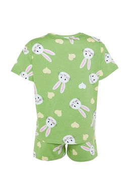 Trendyolmilla Ekru %100 Pamuklu Ay?c?kl? Sortlu Orme Pijama Tak?m? THMSS23PT00005  фото 9