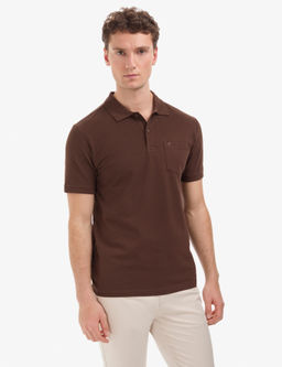 Koyu Kahverengi Regular Fit %100 Pamuk K_vr_lmaz Polo Yaka Basic Ti__rt