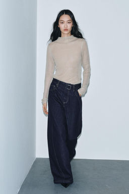 ZW COLLECTION WIDE-LEG HIGH-WAIST BELTED JEANS - Zara фото 14