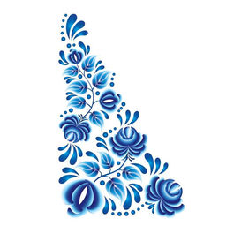 Термонаклейка Гжель цветы, уголок справа, 20?35 см, набор 10 шт.