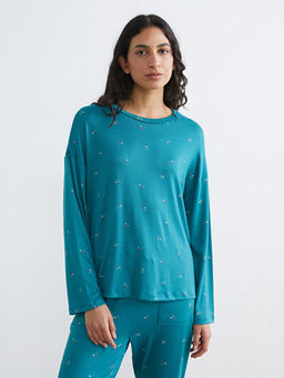 Bisiklet Yaka Desenli Kad?n Pijama Tak?m