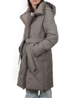 309 GRAY Пальто зимнее стеганое женское (200 гр. холлофайбер, натуральная норка) - Fashion фото 5