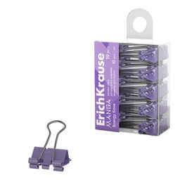 АКЦИЯ СТОК Цена за 10 шт. Зажимы для бумаг Energy Save ErichKrause Manga, 19 мм, Lilac (в пэт-боксе по 10 шт.)