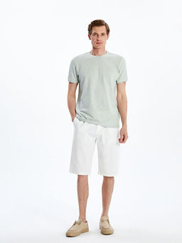 Bisiklet Yaka Merserize Bask?l? Erkek Ti??rt