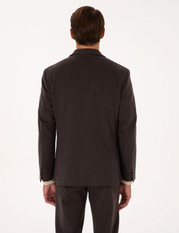 Kahverengi Slim Fit Flanel Dokulu Ceket