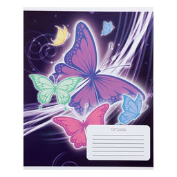 Комплект тетрадей из 10 штук Calligrata Бабочки, 12 листов в клетку, обложка мелованный картон, ВД лак, блок офсет, белизна 95%, 5 видов по 2 штуки  фото 5
