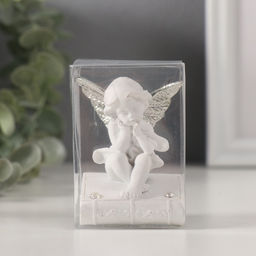 Цена за 2 шт. Фигурка полистоун Ангелочек на книге с серебристыми крыльями, стразы, 4?4.5?6.5 см, МИКС