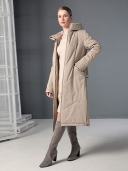 25322 Пальто дем. бежевый - Dizzyway фото 5
