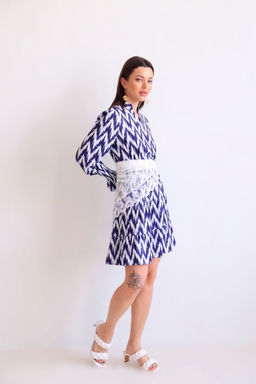 Martichelli Платье зиг-заг бело-синее  фото 9