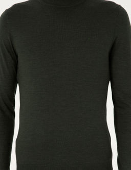 Haki Slim Fit Y_n Kar___ml_ _eyrek Bal_k__ Yaka Basic Triko Kazak