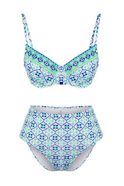 Sal Desenli Balconette Yuksek Bel Regular Bikini Tak?m? TBESS25BT00142