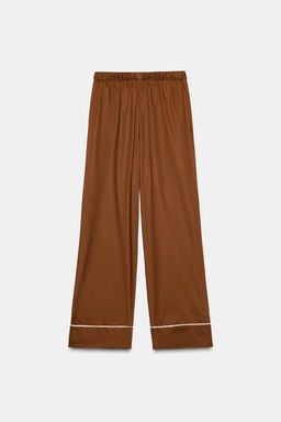 CONTRAST POPLIN PYJAMA TROUSERS - Zara фото 5