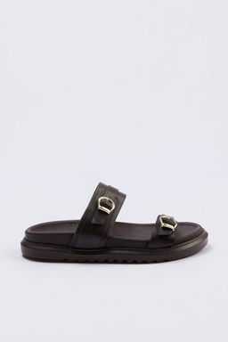 Trendyol Shoes Leopar Cift Tokal? Kahverengi Kal?n Taban Kad?n Terlik TAKAW25TE00009 - Trendyolmilla фото 25