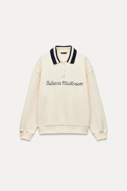 POLO COLLAR SWEATSHIRT WITH SLOGAN - Zara фото 4