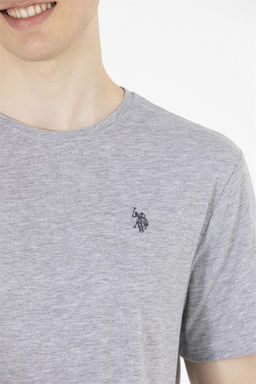 U. S. Polo Assn Мужская серая меланжевая базовая футболка с круглым вырезом - U.s. polo assn фото 14