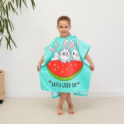 Полотенце-пончо детское махровое Крошка Я Зайчики 60х120см, 100% хлопок, 300гр/м2  фото 13