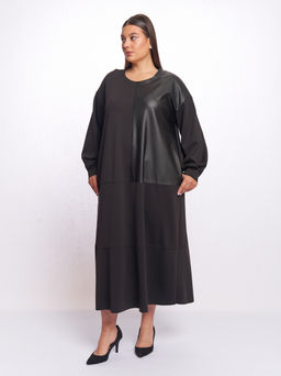 Платье с кожаной вставкой PP56606BLK01