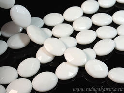 Бусины из агата белого овал гр.20*15мм, 39см, 19 бусин Радуга камня