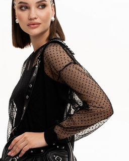 Авторский прозрачный свитшот из сетки