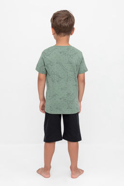 К 1614/динозавры на зеленом,черный пижама дет