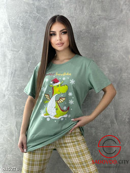 Пижама женская футболка и бриджи