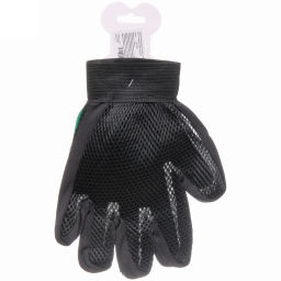 Цена за 3 шт. Расческа - перчатка для собак и кошек "ЛАПКИ и ЦАРАПКИ", на липучке, цвет зеленый, 22см (подвес)