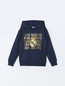 Kap??onlu Real Madrid Bask?l? Erkek ?ocuk Sweatshirt