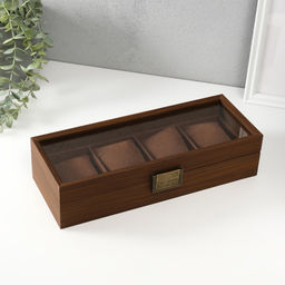 Шкатулка для часов 4 деления «Стиль», дерево, коричневая, 12×31×7.5 см