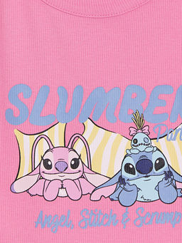 Stitch ve Angel Bask?l? K?z ?ocuk Elbise