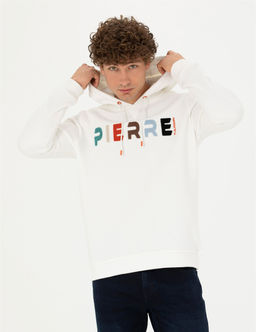 Beyaz Regular Fit Kap__onlu Sweatshirt