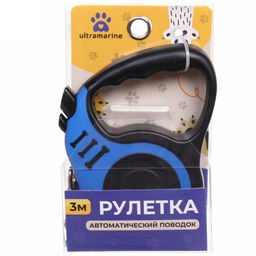 Поводок-рулетка "Дог" 3м до 15кг цвет голубой