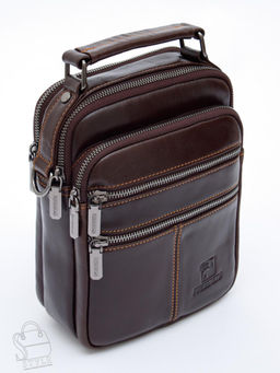 Сумка мужская кожаная 634M brown Fuzhiniao в Новосибирске