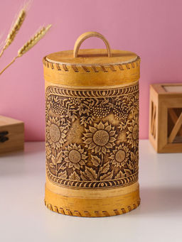 Туес «Подсолнухи», банка для хранения, 12×17 см, береста