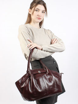 LACCOMA сумка Y2383-бордовый натуральная кожа хлопок