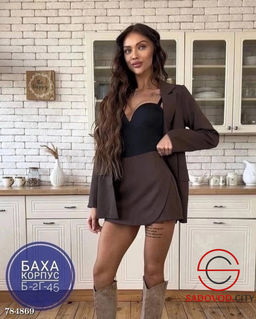 Классический костюм двойка пиджак и юбка-шорты - Bruno фото 4