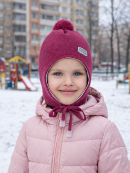 Шапка вязаная малина