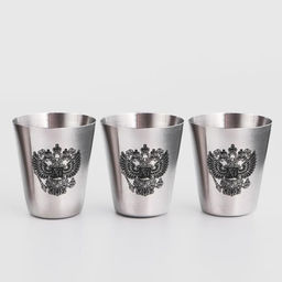 Стопки в чехле Герб: нержавеющая сталь, набор 3 шт. ? 30 мл