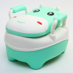 Горшок детский Бегемотик, цвет белый/зеленый