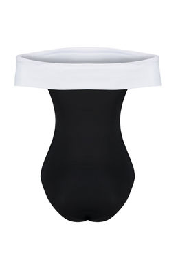 Siyah Renk Bloklu Fitted/Vucuda Oturan C?tc?tl? Esnek Orme Madonna Yaka Body TWOSS24BD00040 - Trendyolmilla фото 8