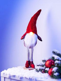 Фигура текстиль «Гном в красном» 55 см, 1 LED, от батареек AG13×3, свечение тёплое белое